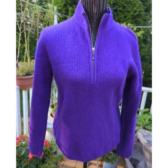 VINTAGE PURPLE 45% ANGORA FRONT HALF ZIP  RAFAELLA SWEATER HONG KONG - Picture 1 of 3